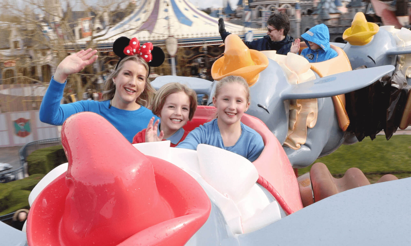 Family on fairground ride